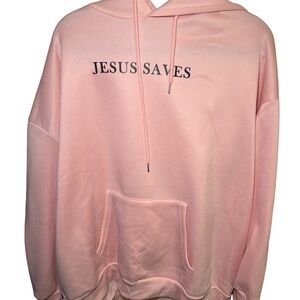 “Jesus Saves” Light Pink Hoodie